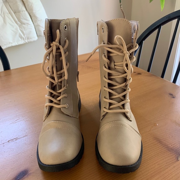 Tan Combat Boots - Picture 2 of 5